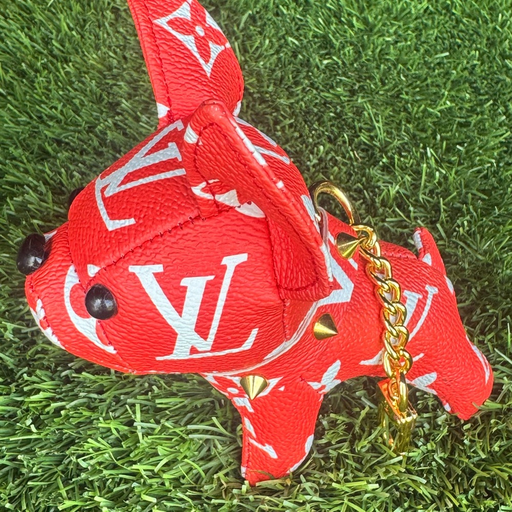 COPY - Luxury red monogram Dog Keychain